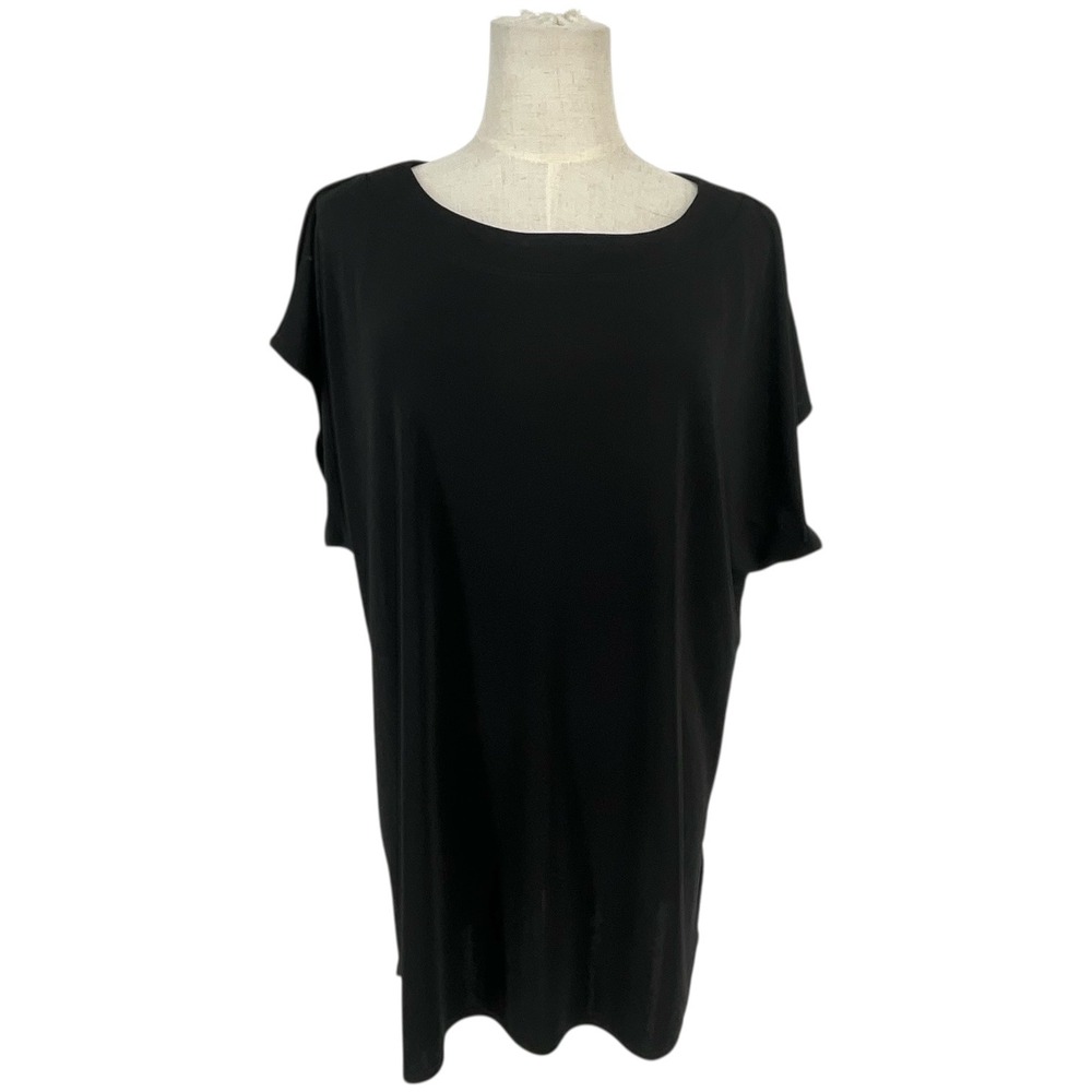 Susan Graver Style Premier Black Short Sleeve Tunic Top XL Made in Philippines